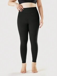 Flirla 大码女士休闲加厚打底裤，感恩节，冬季女士冬季打底裤女童保暖打底裤保暖裤 - 黑色 - 查看 5