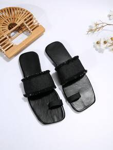 New Arrival Women'S French Style Small Slippers, Beach Sandals For Summer, Vintage Design - Black - View 4