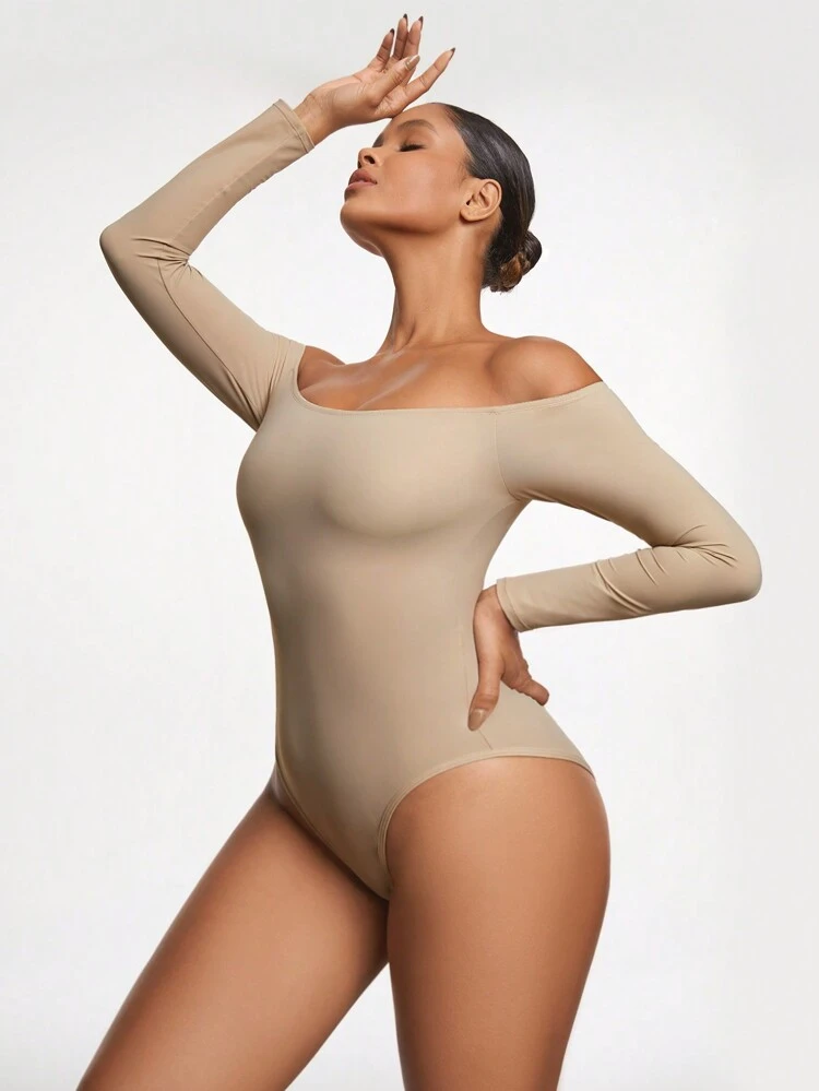Women's Off Shoulder Long Sleeve Bodycon Bodysuit