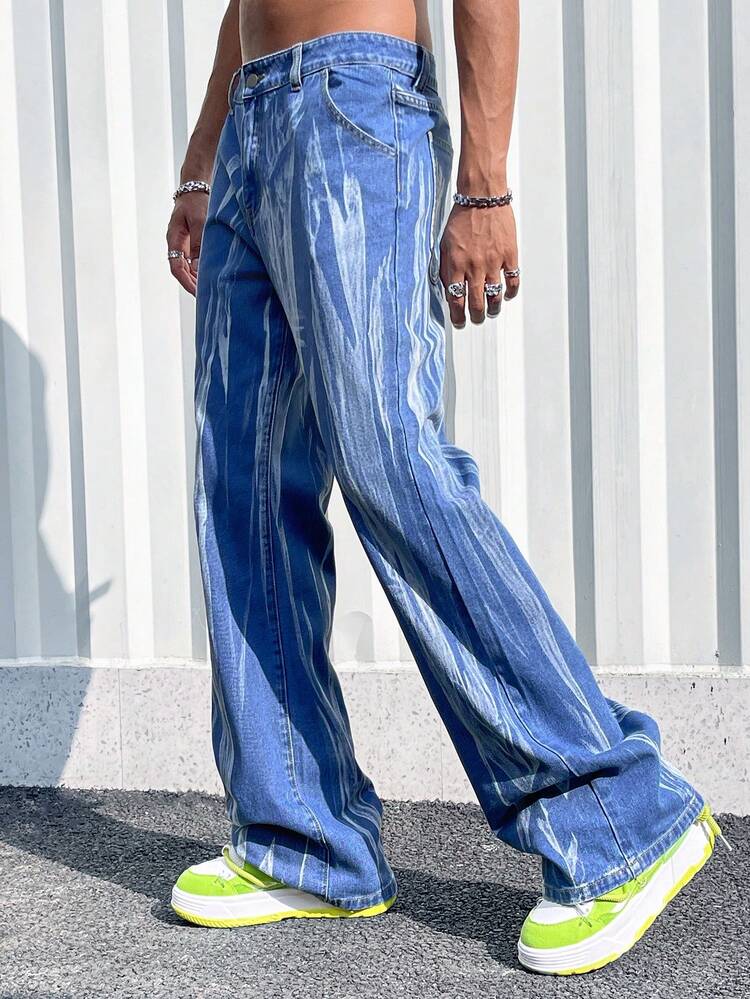 Men'S Printed Straight Leg Jeans