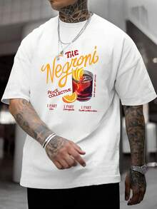Manfinity Homme Men'S Letter Printed Round Neck T-Shirt - White - View 5