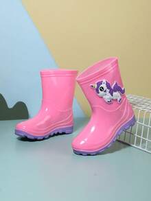 1pair Spring Cartoon Waterproof Rain Shoes For Children - Pink - View 1