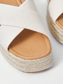 MOTF PREMIUM 百搭度假风格女士坡跟厚底凉鞋度假鞋夏季促销万圣节圣诞节 - 米色 - 查看 6