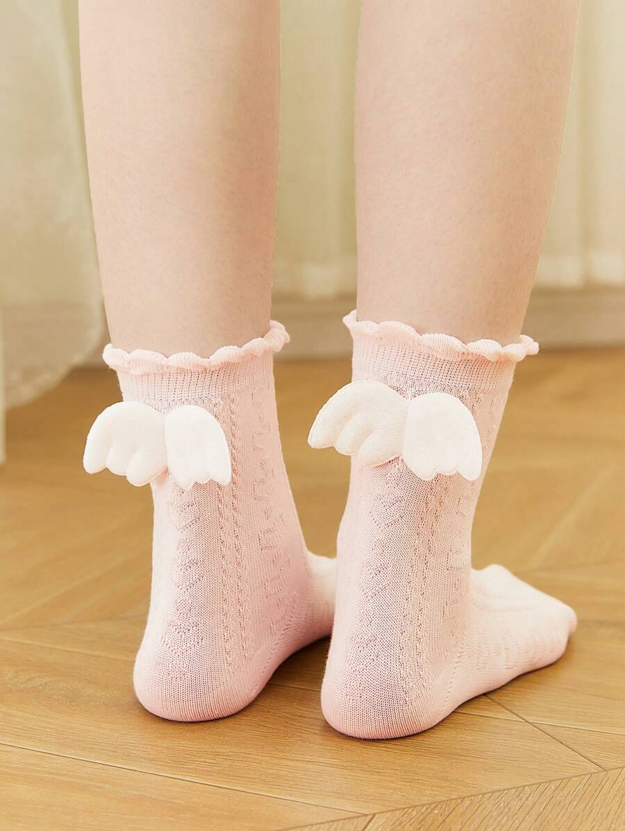 ROMWE Kawaii Quý cô Vớ giữa bắp chân Với Bong bóng Hem , Trang trí ren Và Thiết kế 3D Wing ( Và Đã thay đổi Sau Tháng Một Anime Chủ đề Bộ sưu tập Ra mắt ) - Nhiều màu - Xem 1
