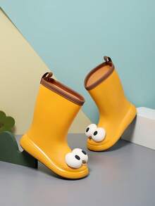 1pair Spring Kids' Rain Shoes, Waterproof, Slip-Resistant And Abrasion-Resistant, For Outdoor Activities - Yellow - View 2