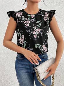 SHEIN Frenchy Của phụ nữ In hoa Trở lại Dây đeo Áo sơ mi - Nhiều màu - Xem 6