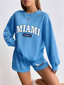 INAWLY 女士字母印花圓領運動衫和短褲,2入組