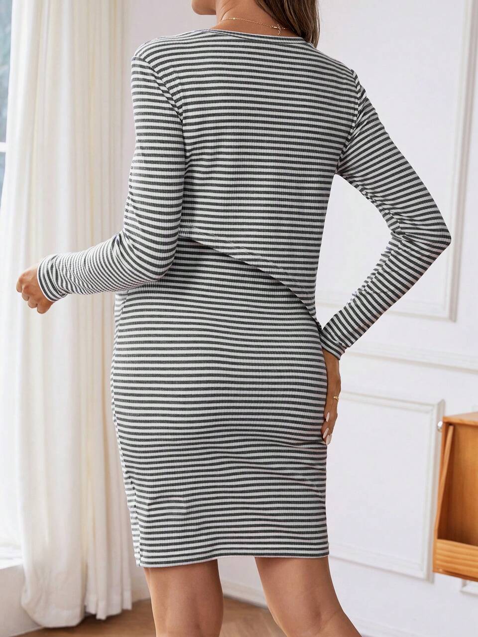 Maternity Striped Breastfeeding Dress