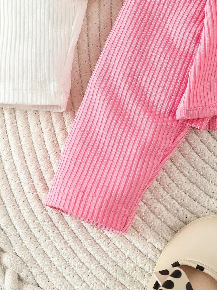 SHEIN 3入組寶寶女孩條紋針織外套套裝 - 彩色 - 查看 4