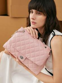 BizChic 大容量菱形鏈條肩背包，適合通勤、辦公和教師使用