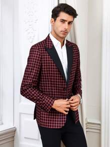 Manfinity Mode Men's Slim-fit Plaid Blazer - Red - View 5
