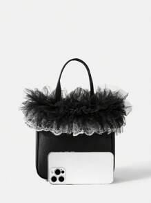 SHEIN MOD Của phụ nữ Đúng mốt Màu thuần Túi tote - màu đen - Xem 10