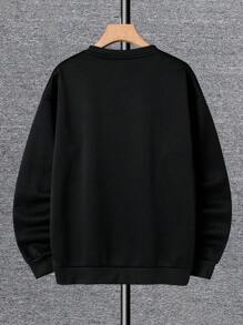 Men's Letter Printed Sweatshirt - Black - View 2