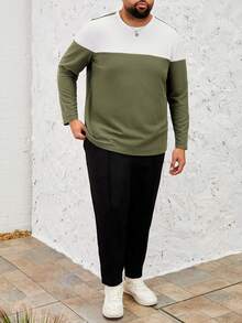 GENTILAND 大碼男士拼色針織休閒拼布t恤 - 彩色 - 查看 3