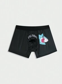 Men'S Cartoon & Letter Pattern Boxer Briefs - Baby Blue - View 4