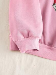 Slaydiva Women's Printed Round Neck Thermal Lined Sweatshirt - Baby Pink - View 4