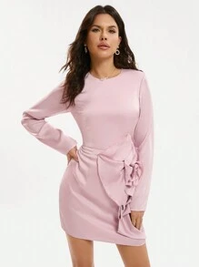 Aveloria Damen Langärmliges A-linien Kleid Mit 3d Blumenverzierungen