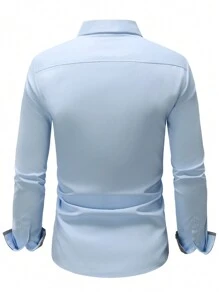 Manfinity Mode Men's Long Sleeve Shirt - Blue - View 2