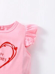 Baby Girls' Comfortable Pink Heart Printed Bodysuit - Pink - View 4