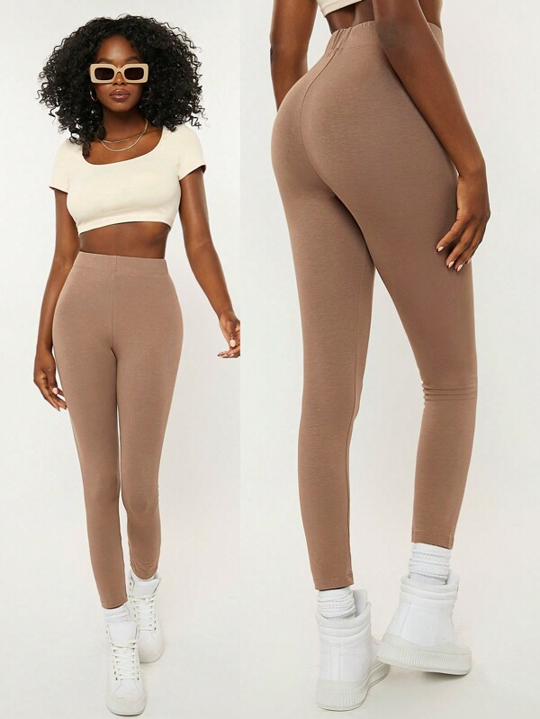 SHEIN BASICS 1 Pièce Legging Solide Taille Haute