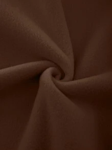 SHEIN EZwear 带标语印花保暖内衬抽绳连帽衫 - 咖啡棕 - 查看 6