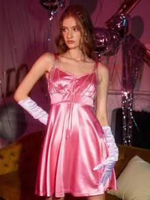 ROMWE Kawaii 1 件女士银色水钻装饰身体链，适合情人节、妈妈、母亲、母亲节、礼物