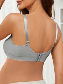 SHEIN Maternity Solid Ribbed Knit Nursing Bra Set, 5pcs - Multicolor - View 2