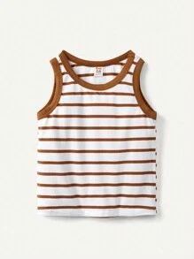 Cozy Pixies Baby Boy Cartoon Crocodile Pattern Tank Tops With Color Block Round Neck, 3pcs/Set