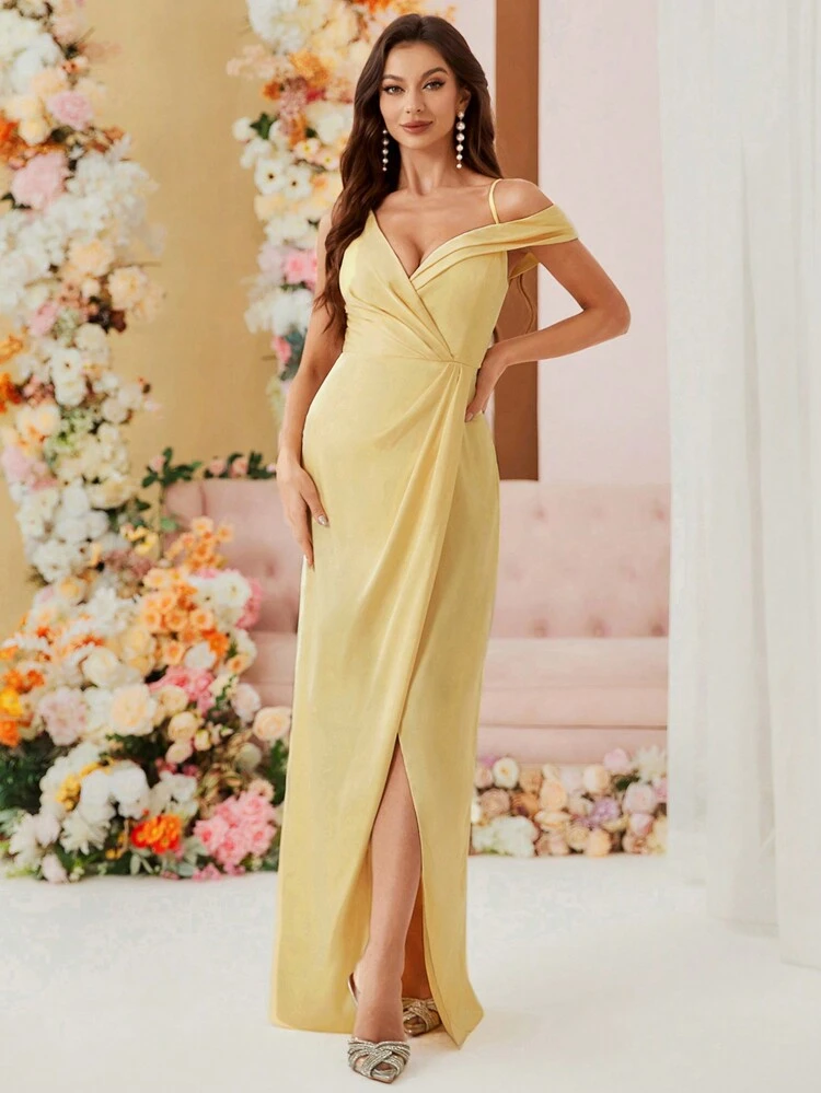 Asymmetric Shoulder Strap Bridesmaid Dress (Adults)