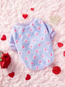 PETSIN 情人节紫色天鹅绒宠物用品，心形印花设计，猫狗通用 - 彩色 - 查看 2