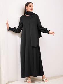 Al Najma Women'S Solid Colored Lantern Sleeve Dress