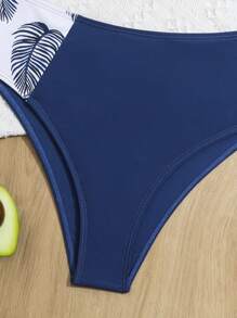 Teen Girl Plant In Cross Front Hai mảnh Bikini Set Bãi biển mùa hè - Xanh và trắng - Xem 4