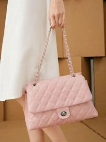 BizChic 大容量菱形鏈條肩背包，適合通勤、辦公和教師使用