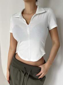 DAZY 女款短袖領短版 T 卹