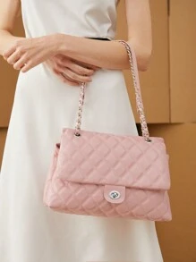 BizChic 大容量菱形鏈條肩背包，適合通勤、辦公和教師使用