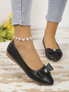 New Arrival Comfortable Flat Shoes With Low Vamp And Round Toe, Soft Wind Style For Women - Black - View 2