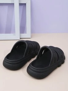 兒童泡沫拖鞋,時尚女孩新款夏季沙灘拖鞋,適用於幼兒和小童 - 黑色 - 查看 2