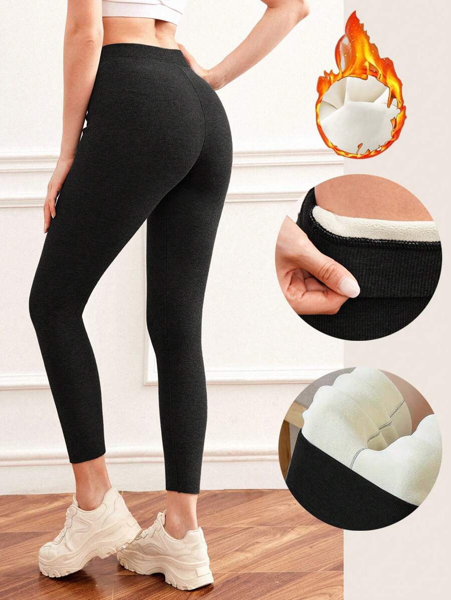 SHEIN Essnce 女士休闲纯色高腰紧身长款打底裤，适合春秋季节