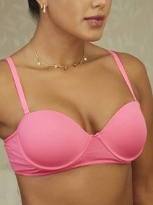 女士胸罩和內衣背心 - 玫紅色 - 查看 4