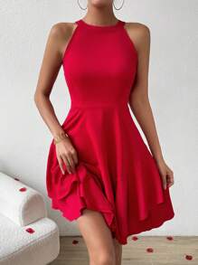 Chiquease Women's Halter Neck Sleeveless Dress - Red - View 3