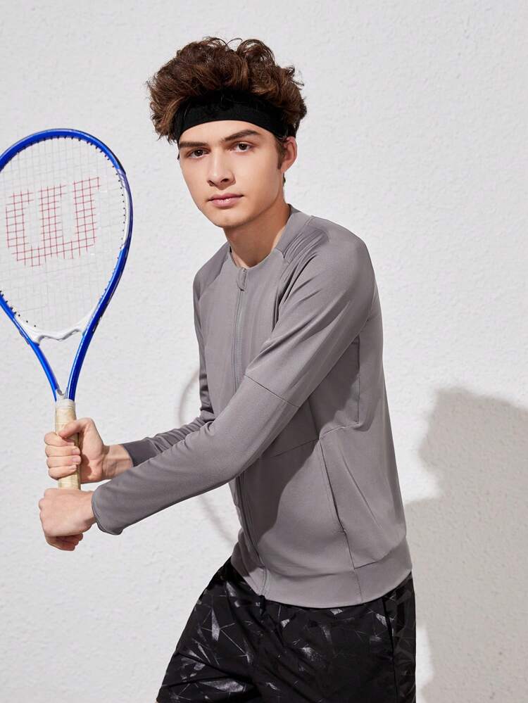 Teenage Boys' Zippered Front Raglan Long Sleeve Athletic Wear