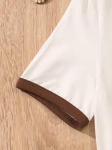 Cô gái Tween Giải trí Ngắn tay Loại bướm In Vòng cổ Áo thun - trắng - Xem 3