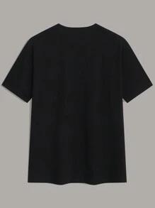 男士印花短袖t恤 - 黑色 - 查看 2