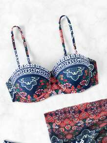 SHEIN Swim Bộ bikini in hoa đi biển mùa hè cho nữ - Nhiều màu - Xem 5