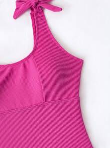 SHEIN Swim 女士连体泳衣（带肩带）嘉年华夏季 - 玫紅色 - 查看 7