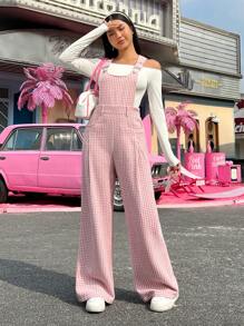 Muchica 女性犬齒紋羊毛連身褲 - 粉色 - 查看 1