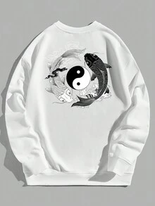 Manfinity Hypemode 男士圓領長袖運動衫 - 白色 - 查看 4