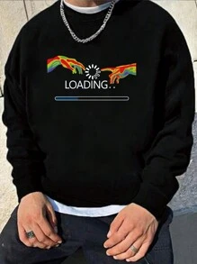 Men's Letter Printed Sweatshirt - Black - View 1