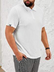 Manfinity VCAY Kích thước lớn Nam Textured Dệt kim Giải trí Áo polo - trắng - Xem 5