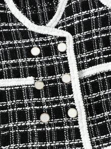 嬰兒女孩色塊格紋毛呢馬甲外套,帶對比色飾邊 - 彩色 - 查看 4